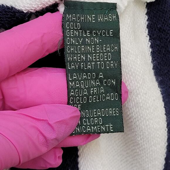 Ralph-Lauren Lace-Up Hoodie Womens Large 21x24 Stripes - Picture 7 of 14